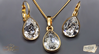 Komplekts "Kristāla Lāse (Silver Patina)" ar Swarovski™ kristāliem