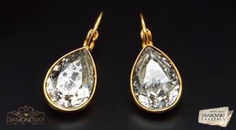Auskari "Kristāla Lāse (Silver Patina)" ar Swarovski™ kristāliem