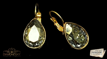 Auskari "Kristāla Lāse (Gold Patina)" ar Swarovski™ kristāliem