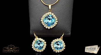 Komplekts "Apžilbinošs Spīdums III (Aqua)" ar Swarovski™ kristāliem