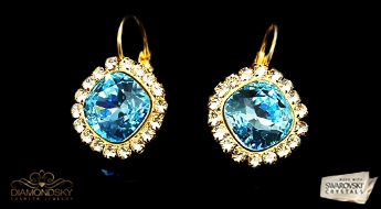 Auskari "Apžilbinošs Mirdzums III (Aqua)" ar Swarovski™ kristāliem