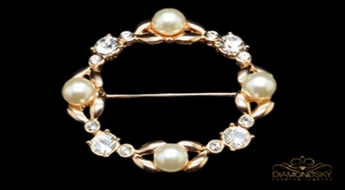 Broša "Pērļaini Mākoņi" ar Swarovski™ kristāliem