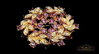 Broša "Kristāla Vainags (Fuchsia)" ar Swarovski™ kristāliem