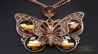 Kulons "Pasakains Tauriņš III (Smoked Topaz)" ar Swarovski™ kristāliem