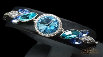 Aproce "Paradīzes Zieds (Aquamarine Blue)" ar Swarovski™ kristāliem