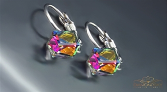 Auskari "Rubikona (Vitrail Medium Z)" ar Swarovski™ kristāliem