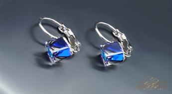 Auskari "Rubikona (Bermuda Blue Z)" ar Swarovski™ kristāliem