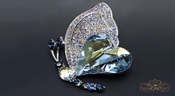 Broša "Morfo Tauriņš V" ar Swarovski™ kristāliem