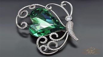 Broša "Kristāla Naktstauriņš V" ar Swarovski™ kristāliem