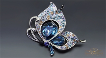 Broša "Morfo Tauriņš II" ar Swarovski™ kristāliem