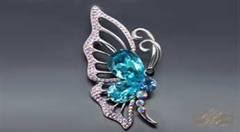 Broša "Morfo Tauriņš III" ar Swarovski™ kristāliem