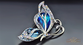 Broša "Morfo Tauriņš" ar Swarovski™ kristāliem