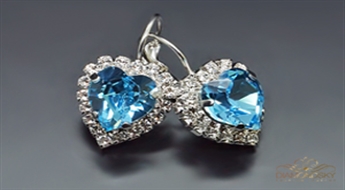 Auskari "Okeāna Sirds (Aqua)" ar Swarovski™ kristāliem