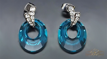 Auskari "Eva (Aquamarine Blue)" ar Swarovski™ kristāliem