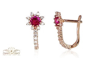 Zelta auskari "Zelta Zieds III (Fuchsia)" no 585 proves sarkanā zelta