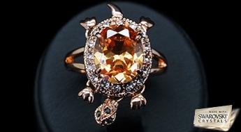 Gredzens "Medus Bruņurupucis" ar Swarovski™ kristāliem