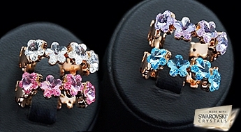 Gredzens "Viktorija (Rose Peach)" ar Swarovski™ kristāliem
