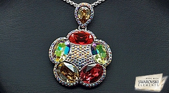 Kulons "Gaišzils Ziediņš (Aquamarine Blue)" ar Swarovski™ kristāliem