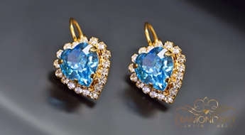 Auskari "Okeāna Sirds (Aquamarine Blue)" ar Swarovski™ kristāliem