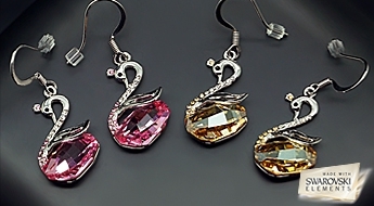 Auskari "Gulbis (Golden Shadow)" ar Swarovski™ kristāliem