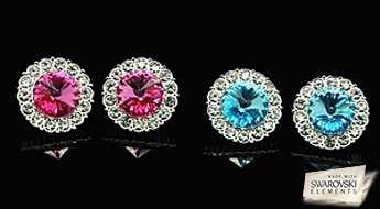 Auskari "Bezgalība II (Fuchsia)" ar Swarovski™ kristāliem