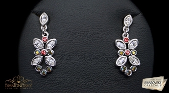 Auskari "Ziedu Buķete" ar Swarovski™ kristāliem