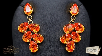 Auskari "Amber II (Tangerine)" ar Swarovski™ kristāliem
