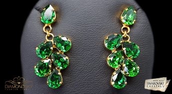 Auskari "Amber II (Dark Moss Green)" ar Swarovski™ kristāliem