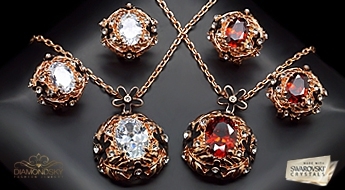 Komplekts "Alberts (Siam)" ar Swarovski™ kristāliem