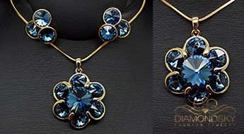 Komplekts "Zilgmes Zieds" ar Swarovski™ kristāliem
