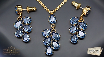 Komplekts "Amber II (Denim Blue)" ar Swarovski™ kristāliem