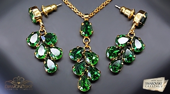 Komplekts "Amber II (Dark Moss Green)" ar Swarovski™ kristāliem