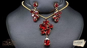 Komplekts "Amber III (Siam)" ar Swarovski™ kristāliem