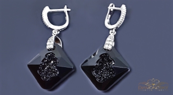Sudraba auskari "Augošais Kristāls (Jet)" ar Swarovski™ kristāliem