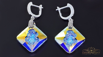 Sudraba auskari "Augošais Kristāls (Aurore Boreale)" ar Swarovski™ kristāliem