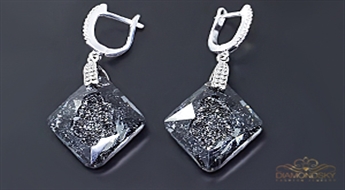Sudraba auskari "Augošais Kristāls (Silver Night)" ar Swarovski™ kristāliem