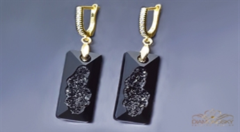 Sudraba auskari "Augošais Kristāls II (Jet)" ar Swarovski™ kristāliem