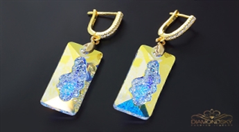 Sudraba auskari "Augošais Kristāls II (Aurore Boreale)" ar Swarovski™ kristāliem