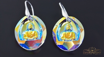 Sudraba auskari "Buda" ar Swarovski™ kristāliem