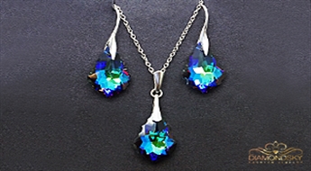 Sudraba komplekts "Baroka IV (Meridian Blue)" ar Swarovski™ kristāliem