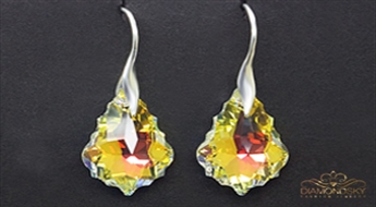 Sudraba auskari "Baroka IV (Aurore Boreale)" ar Swarovski™ kristāliem