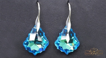 Sudraba auskari "Baroka IV (Aquamarine Blue)" ar Swarovski™ kristāliem