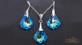 Sudraba komplekts "Baroka IV (Aquamarine Blue)" ar Swarovski™ kristāliem