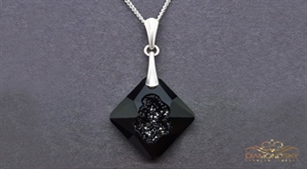 Sudraba kulons "Augošais Kristāls (Jet)" ar Swarovski™ kristāliem