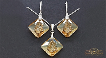 Sudraba komplekts "Augošais Kristāls (Golden Shadow)" ar Swarovski™ kristāliem