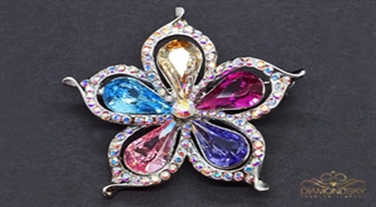 Broša "Varavīksnes Zieds" ar Swarovski™ kristāliem