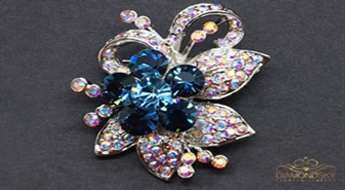 Broša "Varavīksnes Zieds II (Montana)" ar Swarovski™ kristāliem