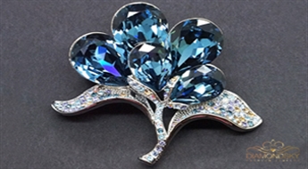 Broša "Līgavas Pušķis (Denim Blue)" ar Swarovski™ kristāliem
