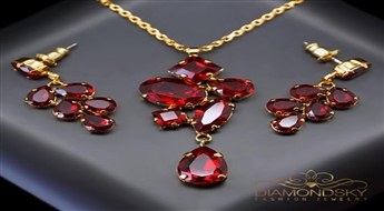 Komplekts "Amber III (Siam)" ar Swarovski™ kristāliem