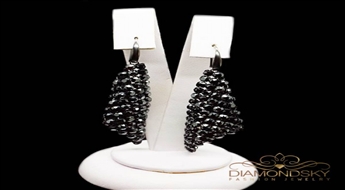 Auskari "Dženifera II (Jet Hematite)" ar Swarovski™ kristāliem